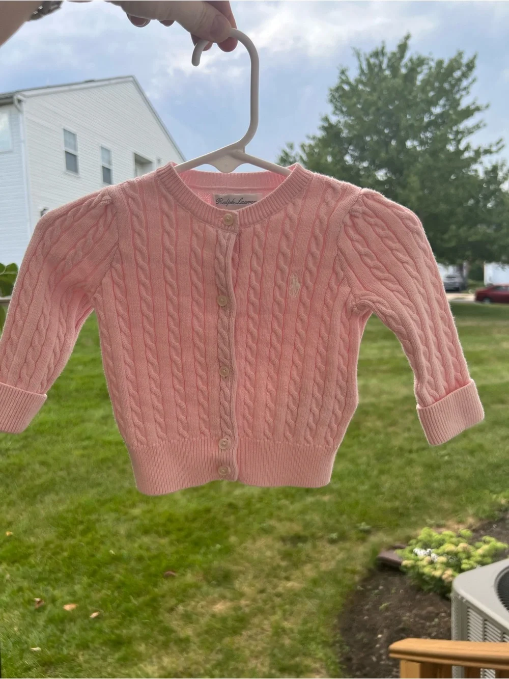 Ralph Lauren Baby Pink Cable-Knit Cardigan